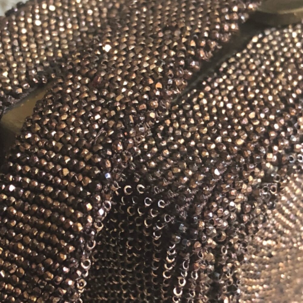 Vintage DU BONNETTE Mid Century Coppery Brown Beaded Evening Bag - Picture 13 of 13